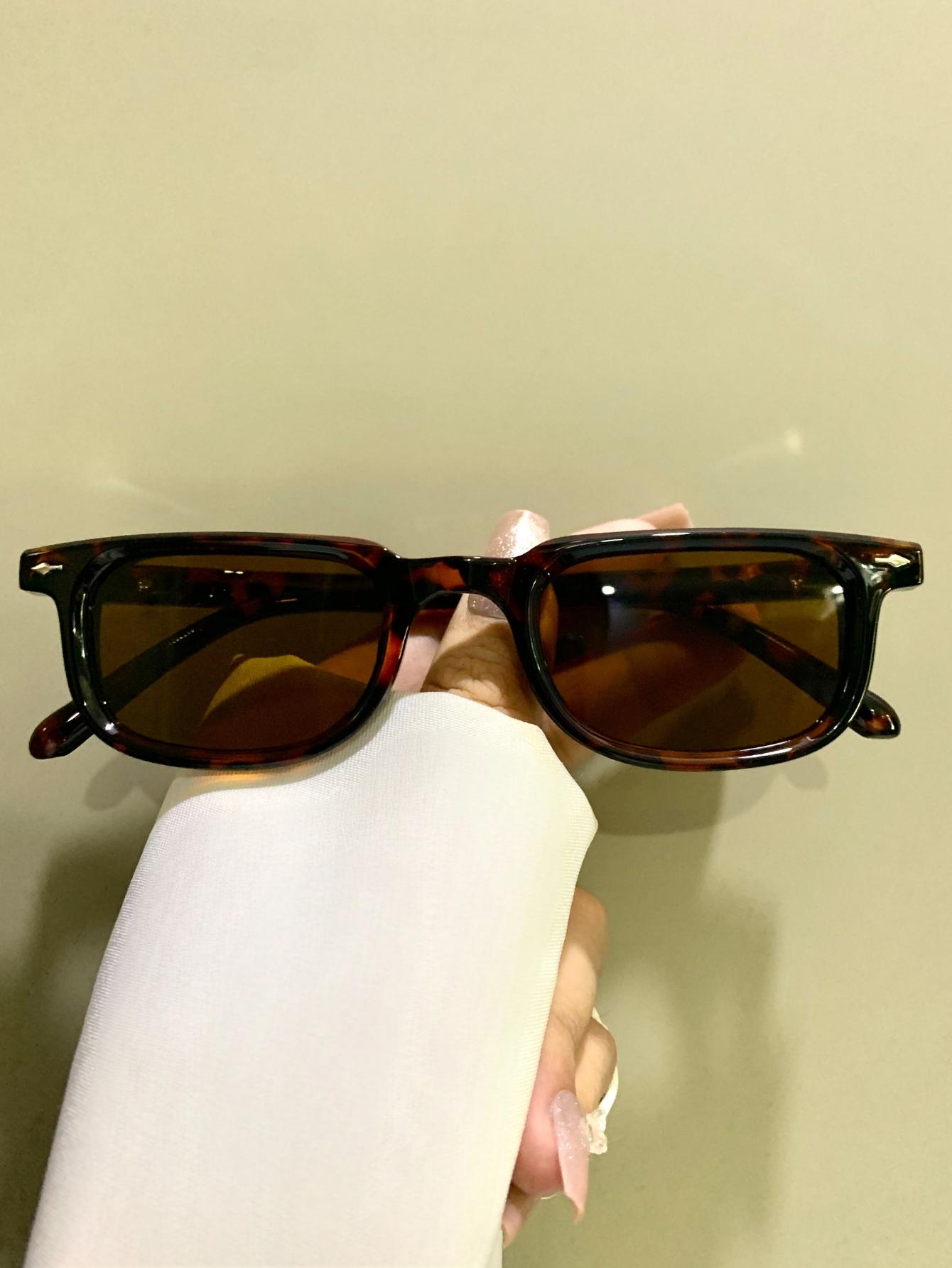 Rectangular Narrow Frame Glasses, Retro Fashion Trend Decorative Eyeglasses for Men and Women, Novelty Metal Hinges