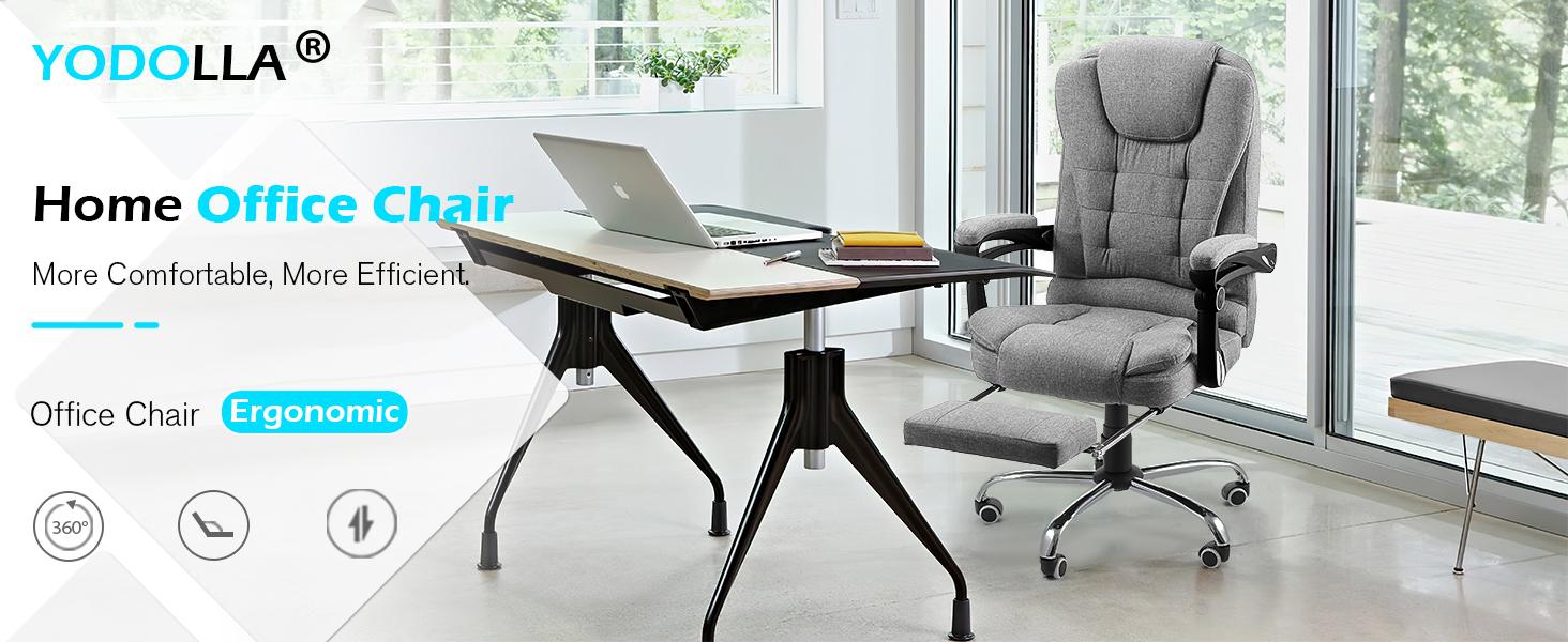 YODOLLA Ergonomic Reclining Office Chair with Massage and Heat Function,Executive Home Desk Chair w/Retractable Footrest, （PU Leather or Linen）