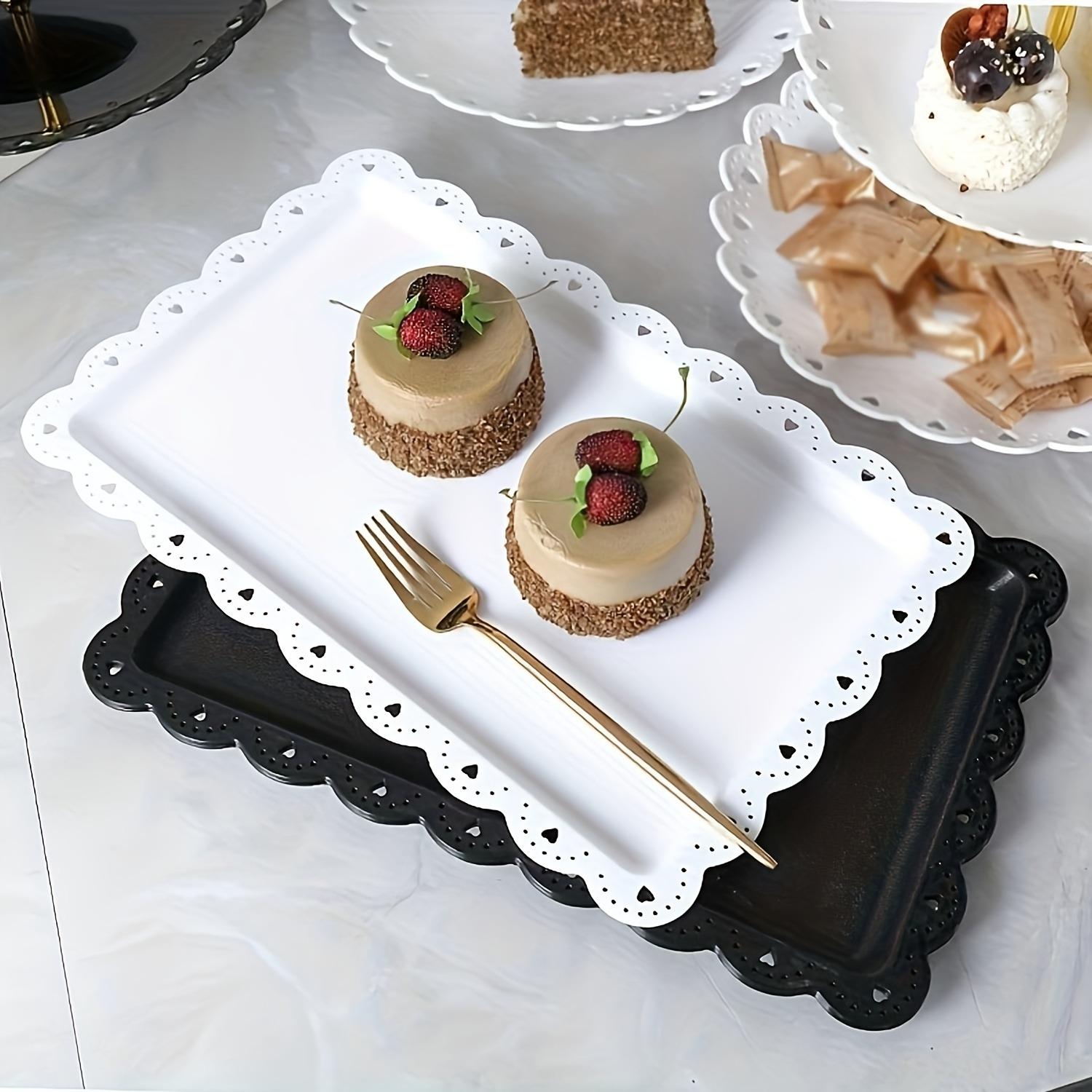 6 Pieces Dessert Table Display Set, Plastic Cake Candy Fruit Serving Set with 2 Pieces Fruit Dessert Trays + 4 Pieces 2-Tier/3-Tier Cupcake Stands for Tea Party, Birthday, Wedding, Baby Shower