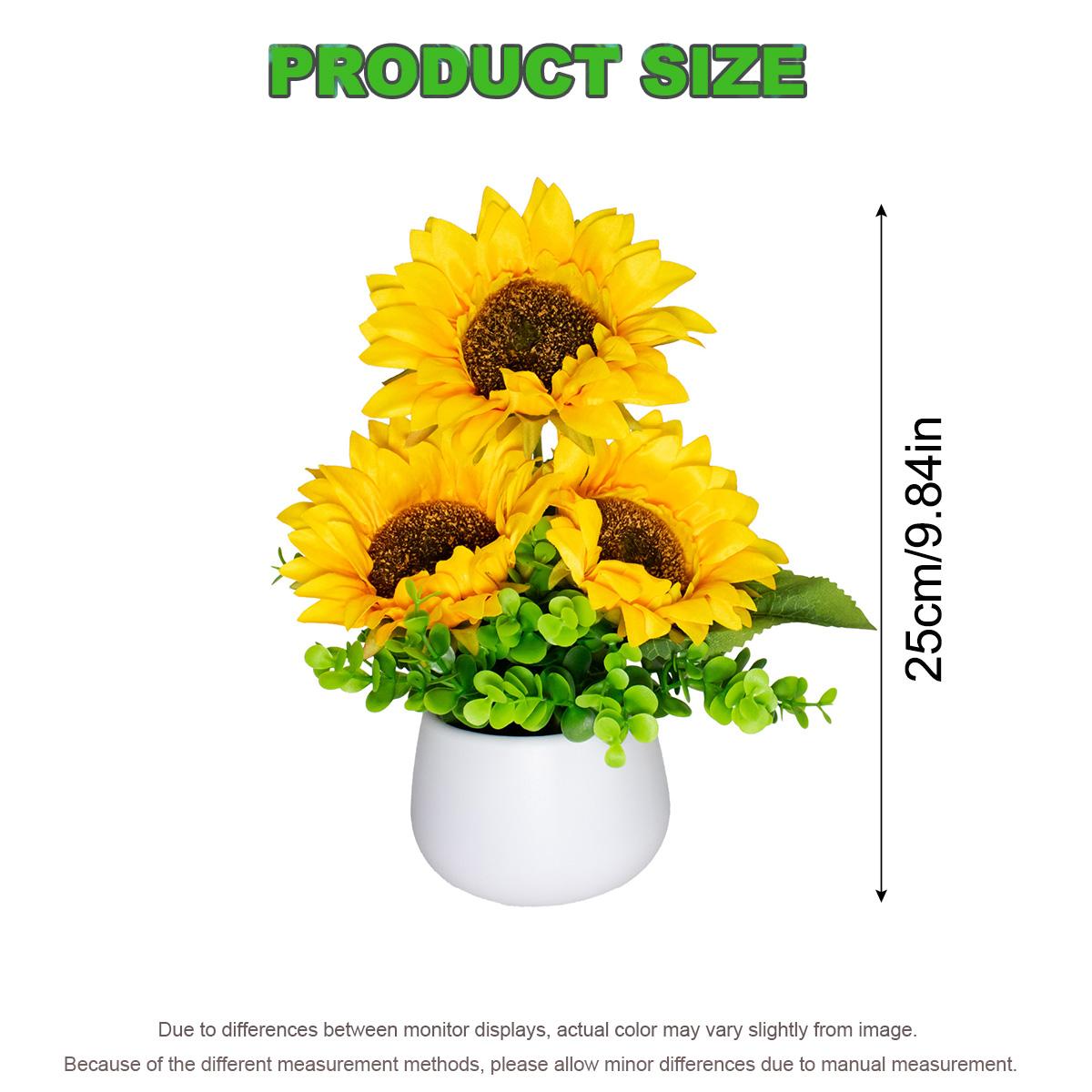 1pc Artificial Sunflower Arrangement in White Pot - Fake Yellow Sunflowers with Eucalyptus Greenery - No Maintenance Tabletop Decor for Home Office - Bright Floral Centerpiece, Housewarming Gift