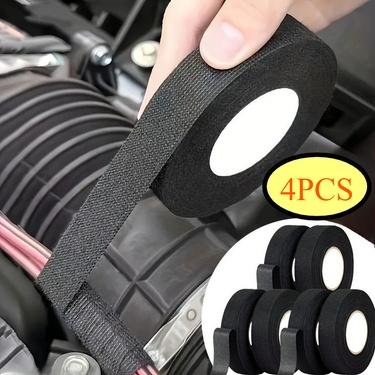 High Temperature Resistant Wire Harness Tape Heat Resistant Tape Self-Adhesive Fabric Tape Adhesive Cloth Tape for Electrical Car Engine Wiring Protection, Noise Damping Cable Fixing