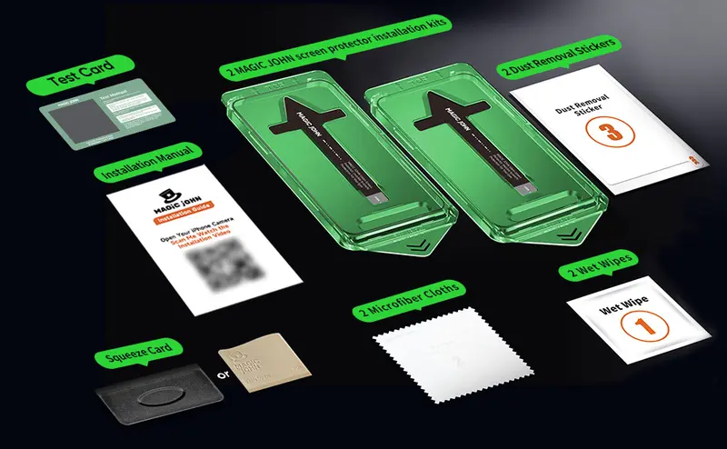 Product Introduction of MAGIC JOHN 2-Pack Screen Protector for iPhone, Samsung, and Google–Crystal Clear, Scratch-Resistant, Ultra-Smooth Touch, Privacy Protection, Circular Polarized Eye Protection, Easy Installation 25