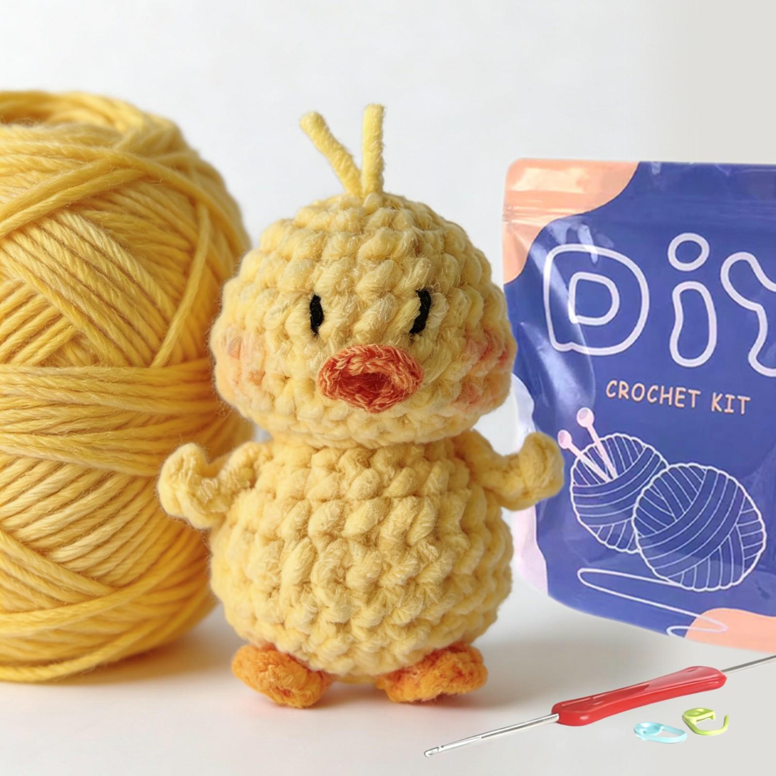 Duckling Crochet Material Package, Cute Crochet Stuffed Animal Kit for Beginners, Includes Yarn, Video Tutorials, Seam Markers and Instructions, Perfect Gift Idea for Birthdays, Handmade Crochet Duck