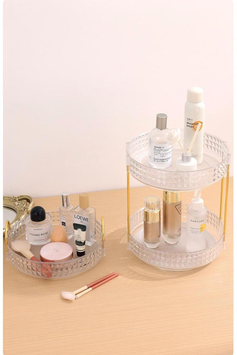 Transparent Diamond Texture Multi-Layer Rotating Storage Rack, Multi-Functional Organizer for Kitchen and Living Room, Home Storage Solution