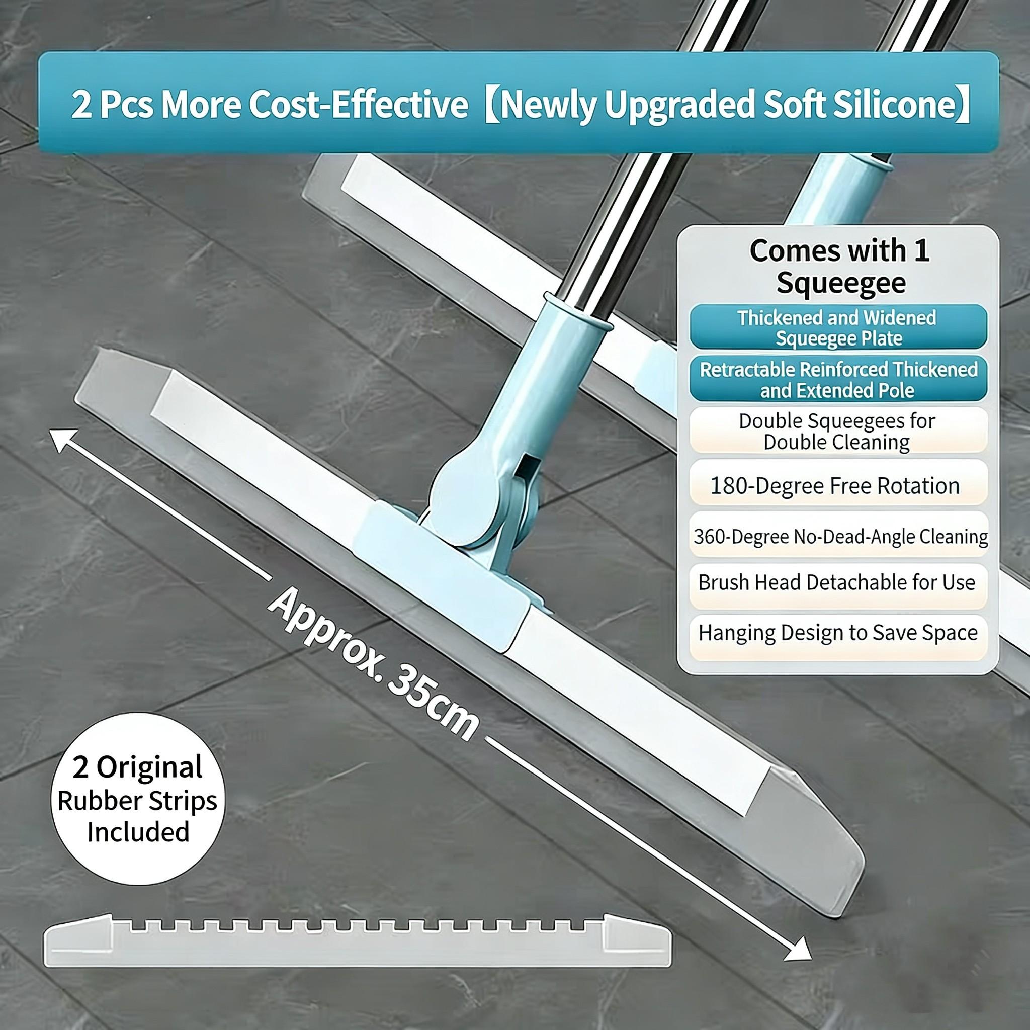 Home Extendable Silicone Magic Broom, Multi-Functional Dry Wet Use Scraper, Ergonomic Handle, Quick Drain Dust-Free Cleaning Tool