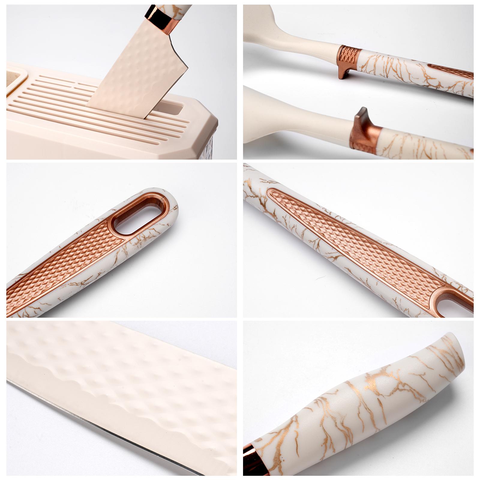 16 Piece Kitchen Knife Set, Silicone Kitchen Utensils Set, Clear Storage Rack, Can Cut Meat and Vegetables, Can Cook Noodles, Can Make Soup, Can Stir-Fry, Gift Set