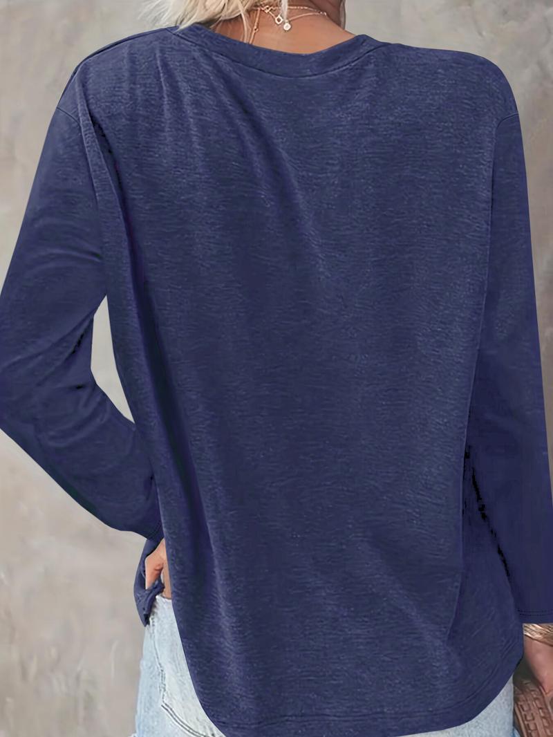 Women's Cartoon Bee Print Round Neck Tee, Casual Chic Long Sleeve Crew Neck T-shirt for Fall & Winter, Women's Top for Daily Wear, Womenswear