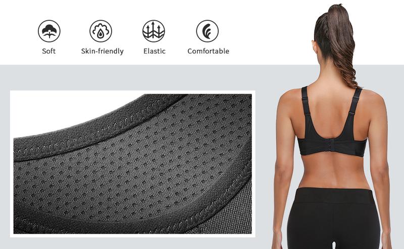 Wingslove Plus Size Sports Bra For Women Comfort Support Wireless Workout Bras with Adjustable Straps & Mesh Panel for High Impact Sports