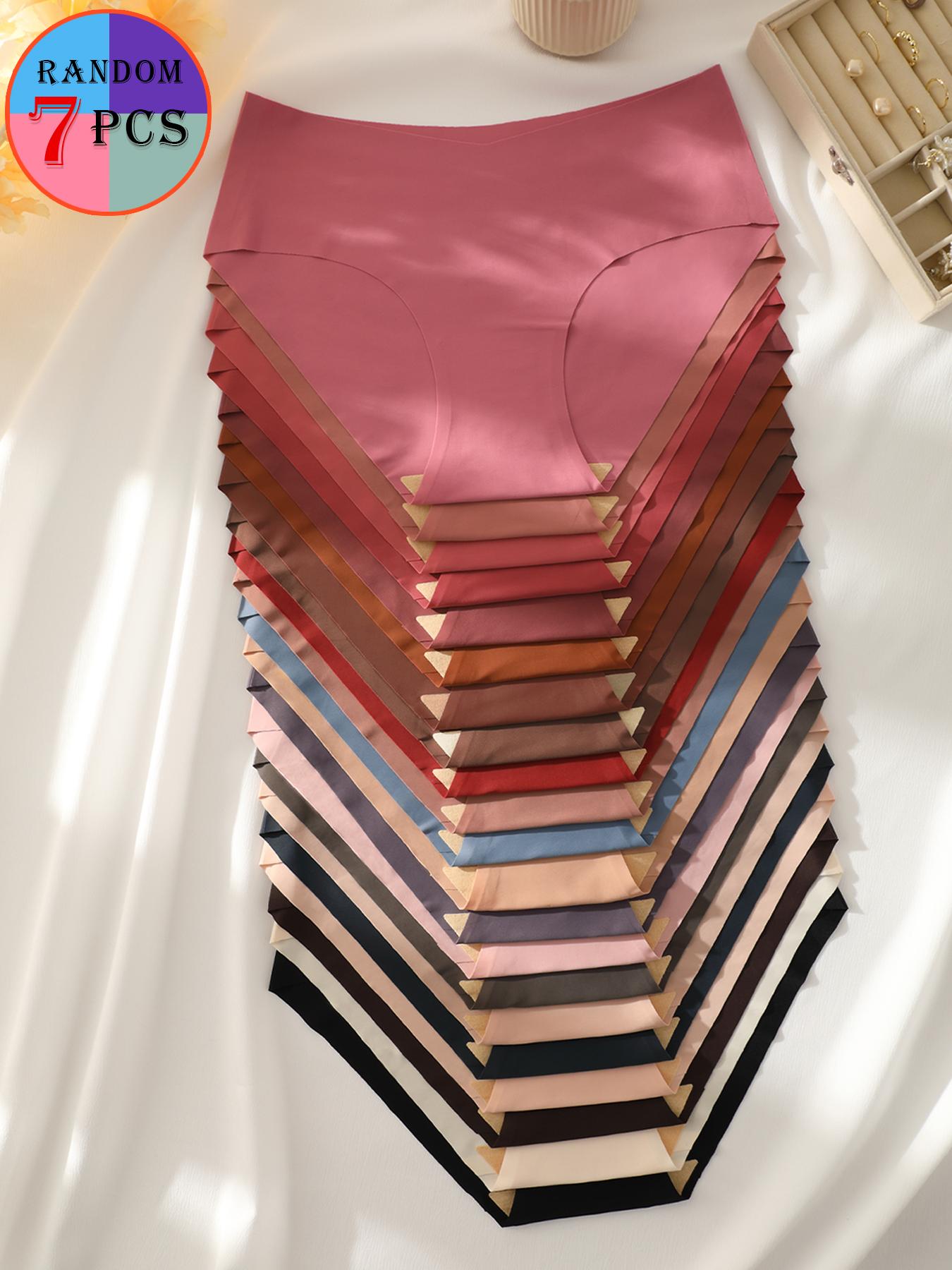 Women's random colors soft seamless Briefs (5/7/10/12 pcs), suitable for daily work and activities, autumn and winter daily use