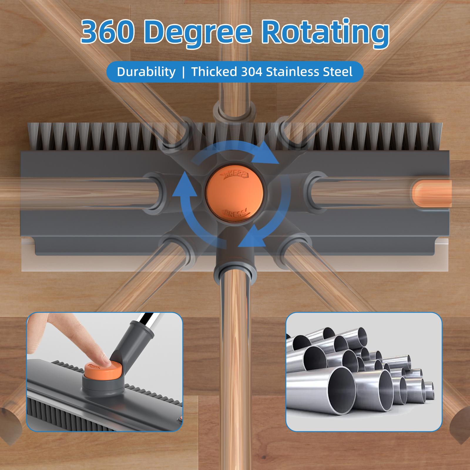 Glumzrk Floor Scrub Brush with Long Handle, cleaning brush,3 in 1 Scrape and Heavy-Duty Stiff Bristle Scrubber Brush for Cleaning Shower Bathroom, Patio, Garage, Kitchen, Wall and Deck