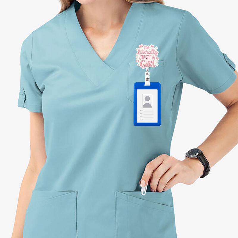 Funny Retractable Badge Reel, Badge Buddy Nursing, Acrylic ID Holder with Clip for Nurses, Doctors, Students & Office Staff, 15pcs Set