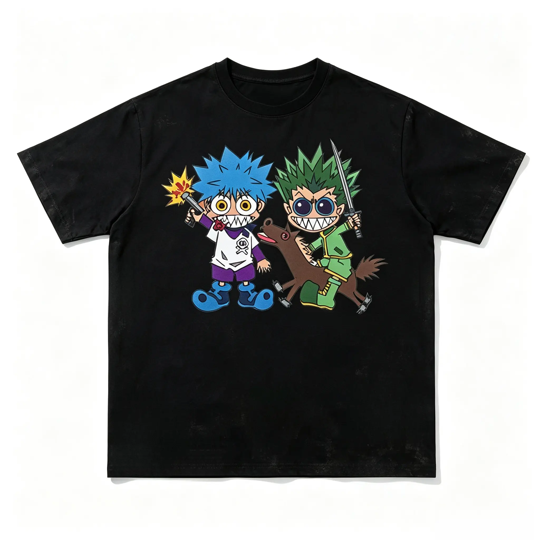 Hunter X Hunter Killua Gon Cartoon Graphic White Tee Anime Manga Fan Unisex Short Sleeve Tops
