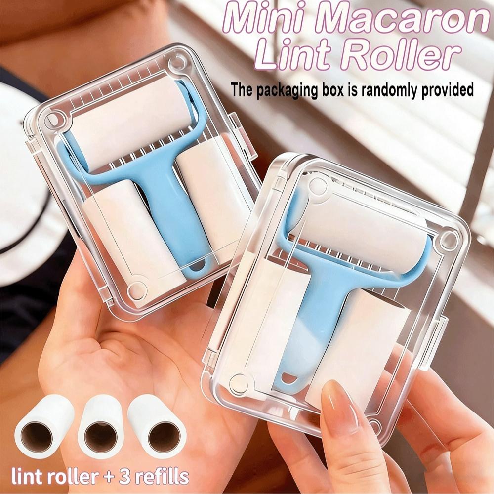 2-Set Convenient Mini Dust Removal Roller Set - 1 Handle + 3 Refill Rollers, Strong Adhesive for Pet Hair Removal, Easy to Use, Reusable Handle, No Electricity Required, Suitable for Pets, Clothes, Carpets, and Car Seats, An Essential for Pet Owners