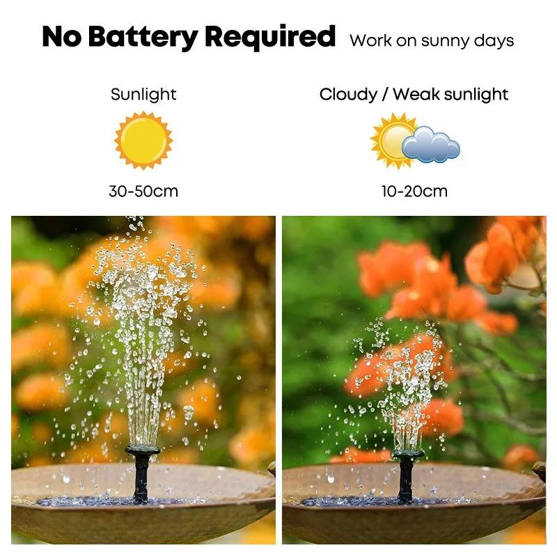 Solar Bird Bath Fountain with LED Lights, 7V Floating Solar Water Pump with 6 Nozzles, Weather-Resistant Outdoor Water Feature for Garden, Pond, Pool, Patio and Yard Decor