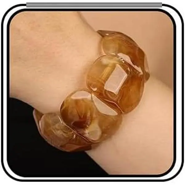 Chunky   Dangle Bracelet Punk  Stretch Bracelets Geometric Acetate  Plastic Bangle Bracelet Colorful Wristband Fashion  for Women Daily Wear(Green)