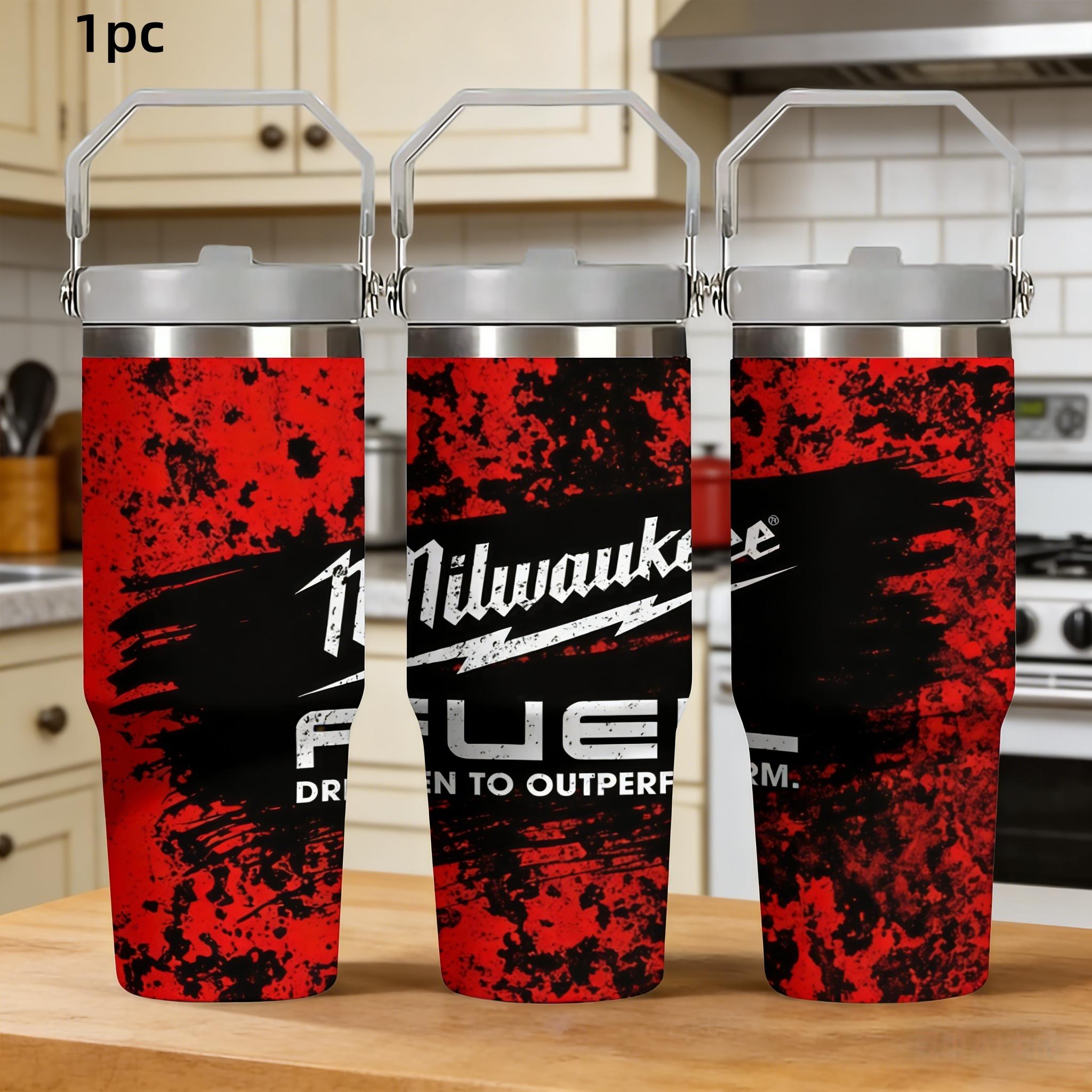 1pc 30oz Stainless Steel Insulated Tumbler – Milwaukee "Eagle Logo" Edition – Industrial-Style Water Bottle with Handle and Straw – Ideal for Outdoors, Sports, and Indoor Use – Birthday/Holiday Gift – High-Capacity Flask