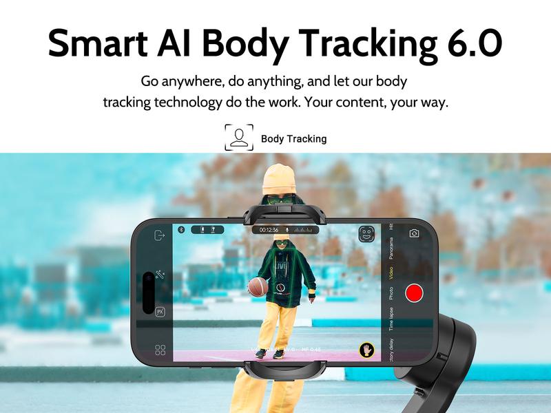 AOCHUAN Gimbal Stabilizer for Smartphone, Automatic Face Tracking Gimbal w/Wireless Charging iPhone Gimbal for iPhone 15 Pro Max/Android Foldable 3-Axis Handheld anti-shaking Phone Gimbal (1 piece) for Live Video Recording -Smart X Pro