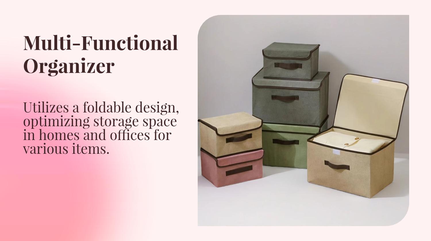 Foldable Storage Box, Multi-Functional Organizer Basket, Durable and Versatile Solution for Home and Office Organization, Collapsible Storage Bin, Multifunctional Storage Bin