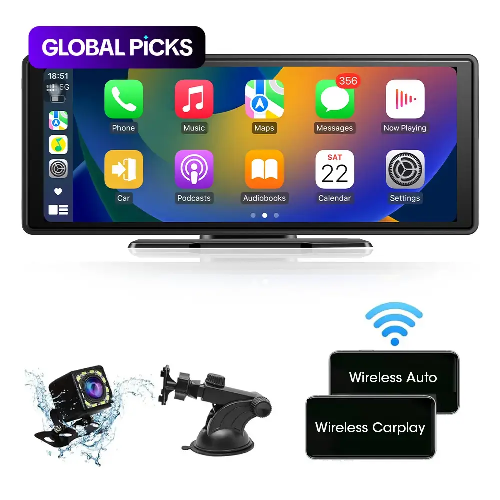 10.26 Inch HD Touch Screen Car Video Player, Car Stereo with Rear View Camera, Portable Car Radio with Phone Mirroring, Car Accessories, Carplay-Screen, Android Car Player, Carplay-Dashcam, Car Audio, Carplay Touchscreen