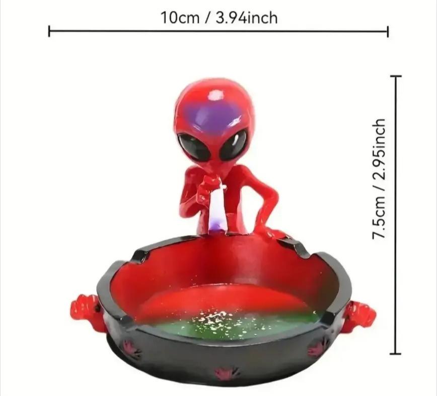 Alien Shape Resin Ashtray - Deep Bowl, Wide Base Ornaments, Sci-Fi Sculpture Trinket Dish, Waterproof Home/Office Decorative Figurine, Vibrant Sports & Outdoor Accessory, Whimsical