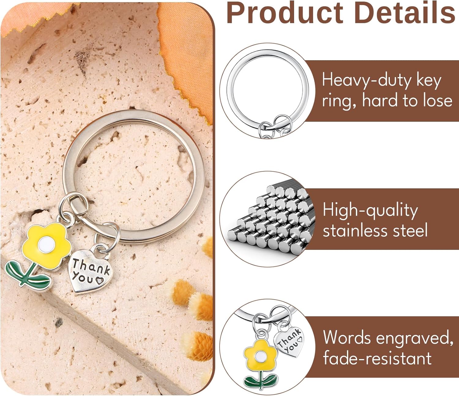 1/6/9-Pcs Teacher Appreciation Gifts Keychain Bulk, Teacher's Day Thank ...