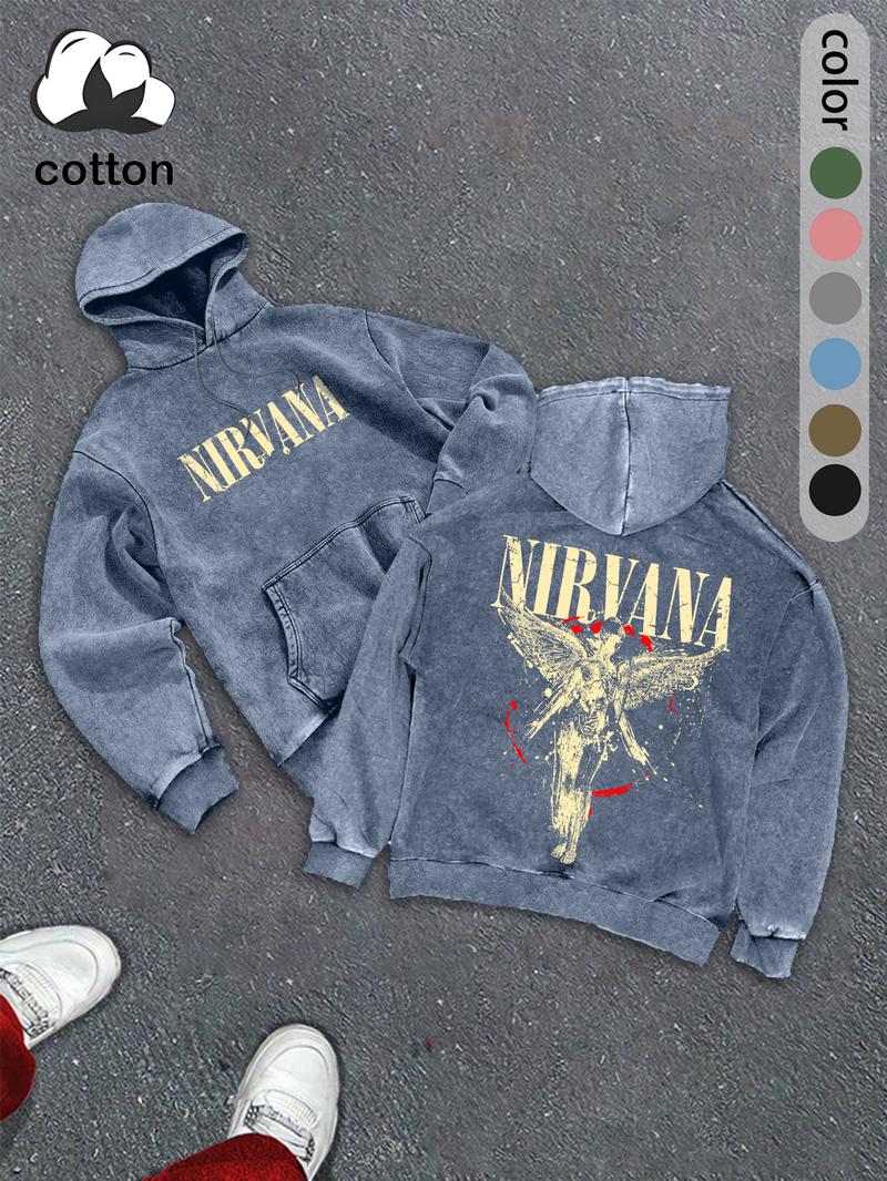 Men's hooded sweatshirt fashion trend casual hoodie, street Y2K heavy metal print men's autumn and winter wear