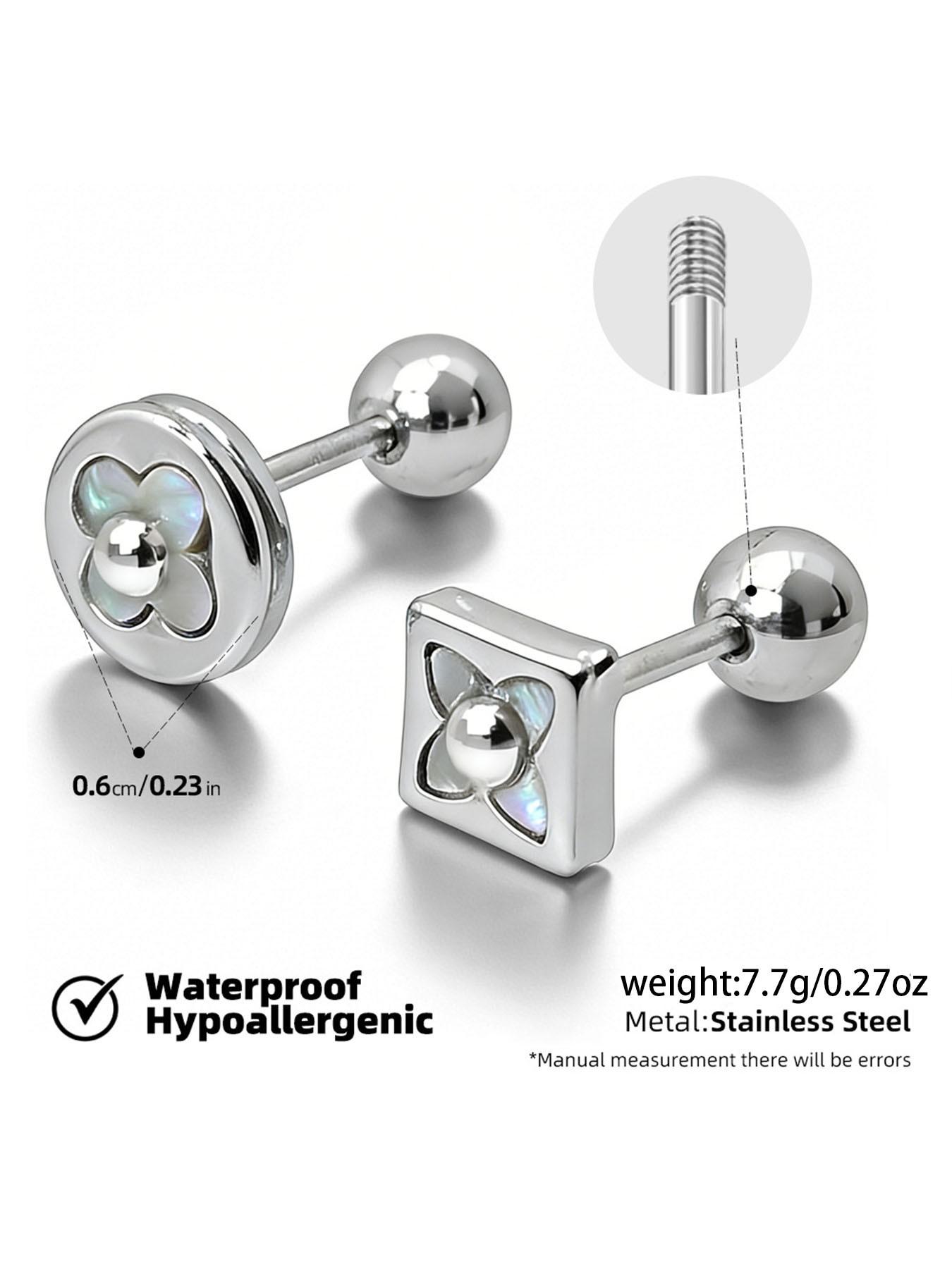 18k Gold Plated Stainless Steel Earrings for Women, Simple Flower Design, Hypoallergenic and Waterproof, Daily Wear Screw-On Studs