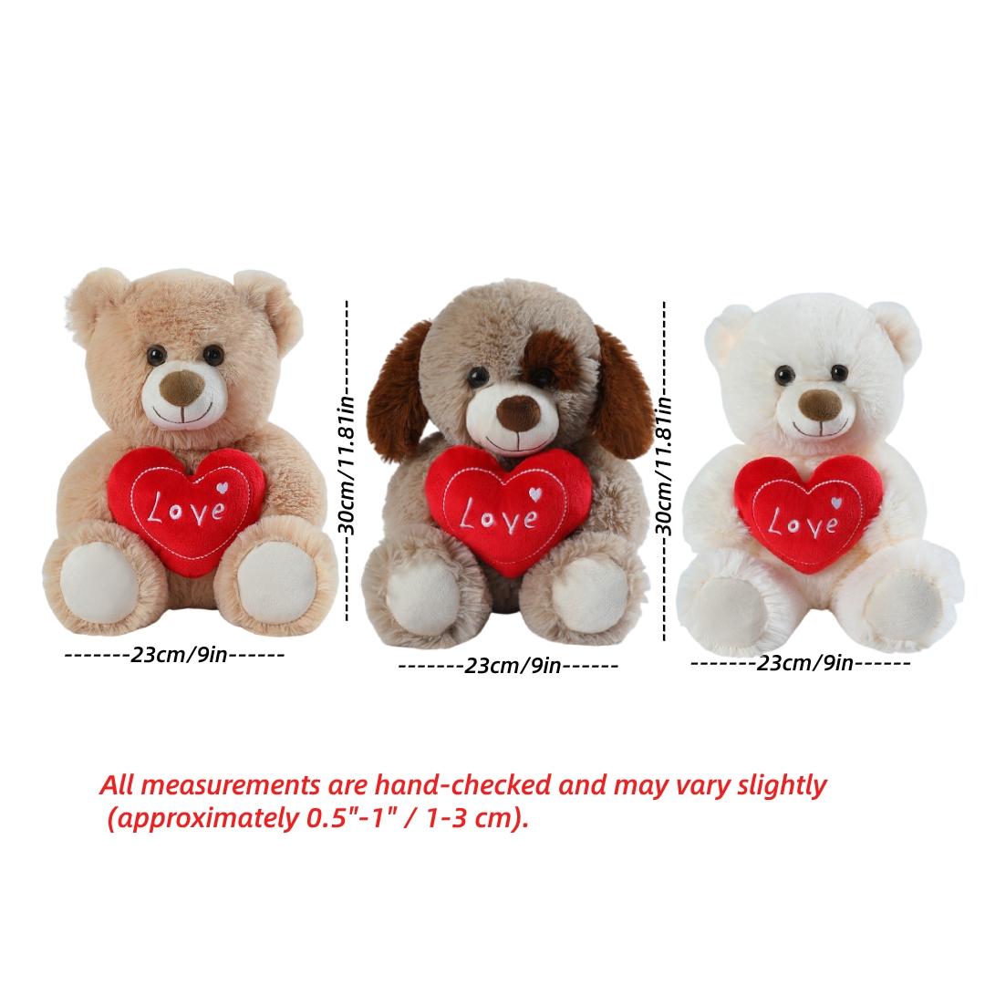 Love Teddy Bear with Heart, Soft Adorable Stuffed Plush Bear Doll Animal Toy, Perfect Gift for Her Girlfriend Mom Kids, Unisex Present