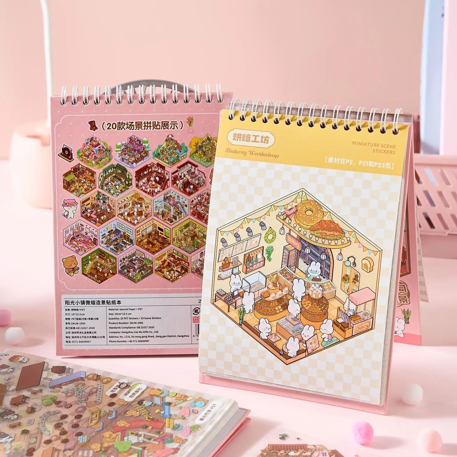 3D Sticker Scene Book for Adults and Kids, DIY Landscape Stickers, Large and Medium Sizes, Creative Gift for Notebooks, Water Bottles, Scrapbooks, DIY Decorative Stickers