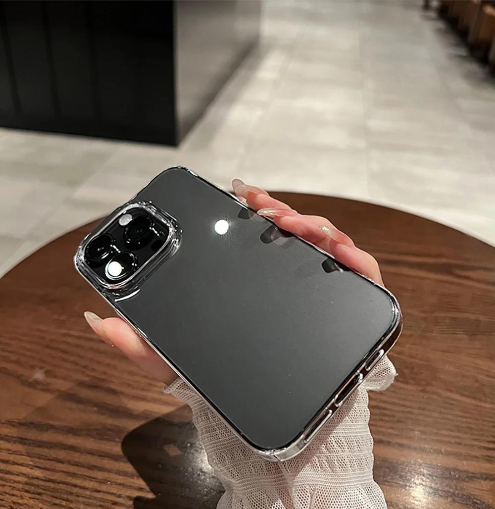 Hard Luxury Shockproof Clear Bumper Cases For iPhone 16 15 14 13 12 11 Pro Max Plus Transparent Acrylic Phone Cover Accessories Cellphone Protection ip16 Tempered Glass Protective Casing