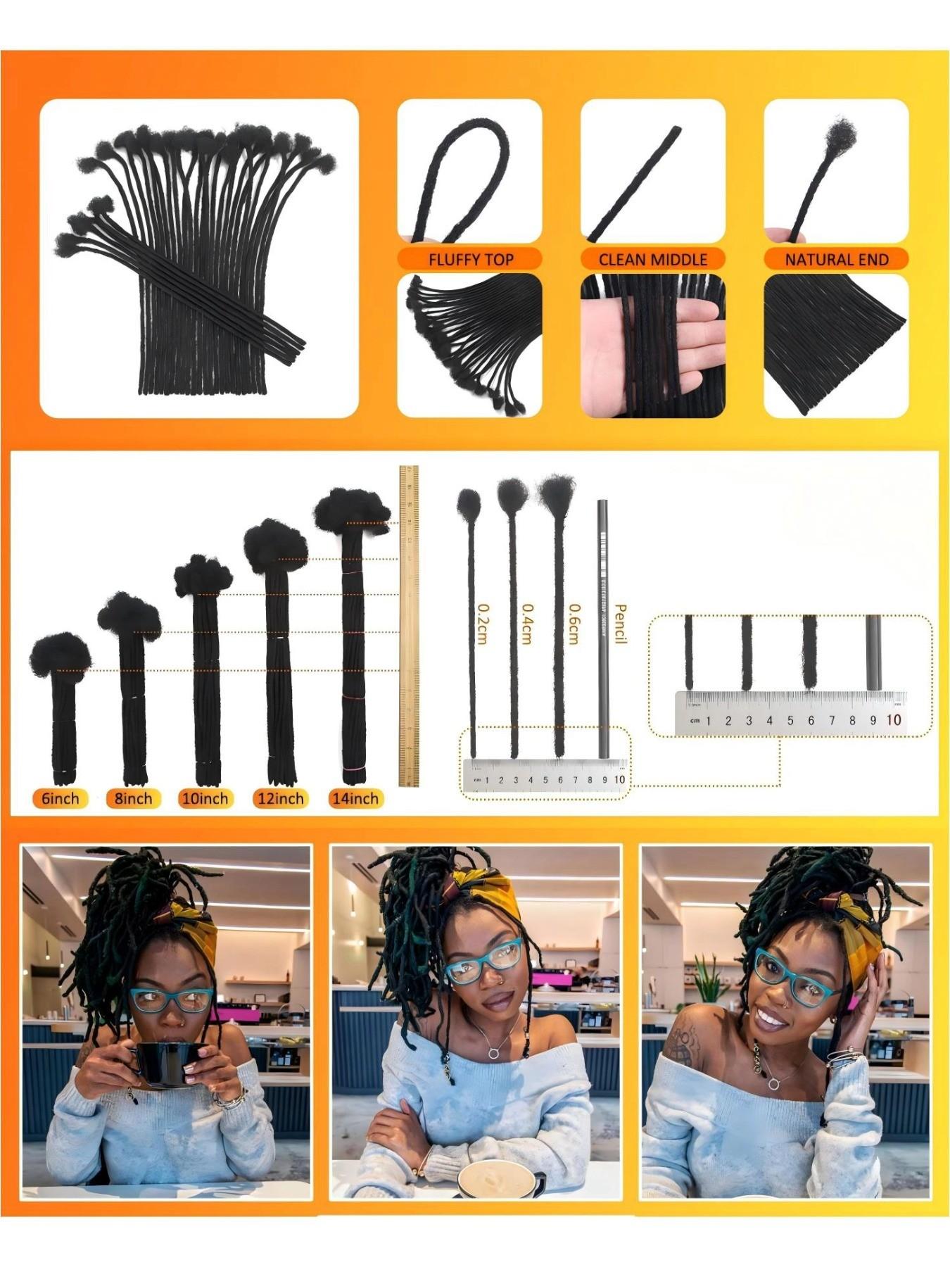 Handmade Human Hair Dreadlocks,0.6cm Dreadlock Extension 100% Full Handmade Permanent Dreadlock Extension for Women/Men/Kids Can Be Dyed Bleached  (0.6cm #1B/27, #1B/30#, 1B/99J#,27#, 30#, #99j, 4-16 inch 10-60 Strands)