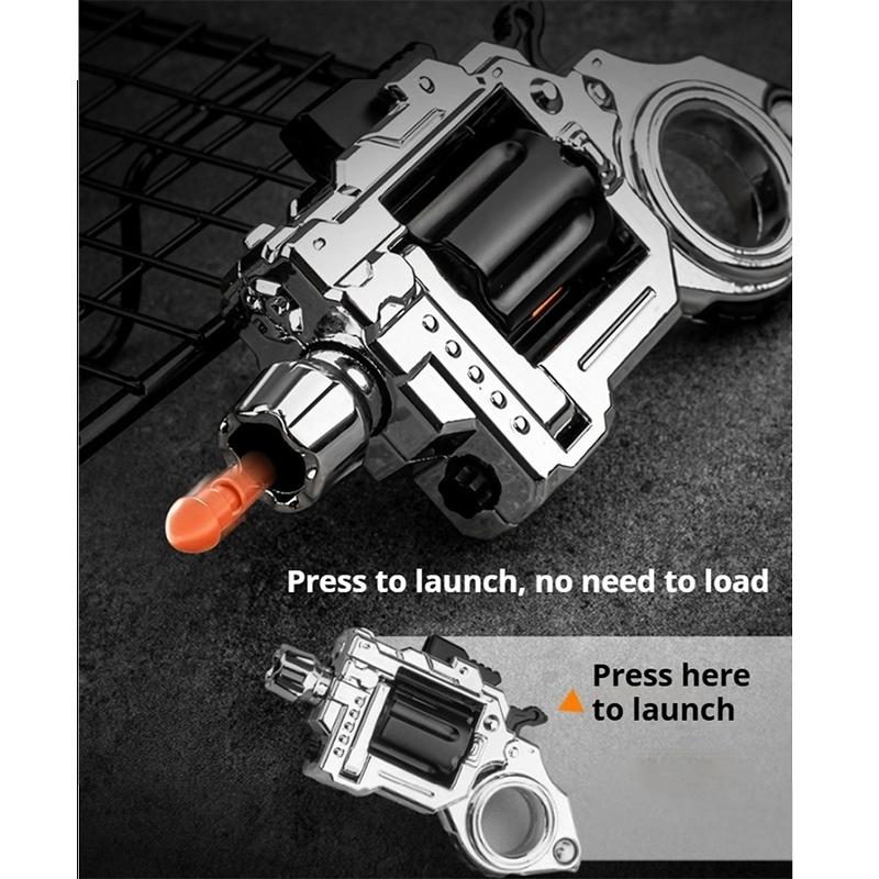 Stress Relief Toy Metal Revolver Blaster Emittable Soft Bullet Gun Toy Fidget Spinner Toys For Teens, Adults