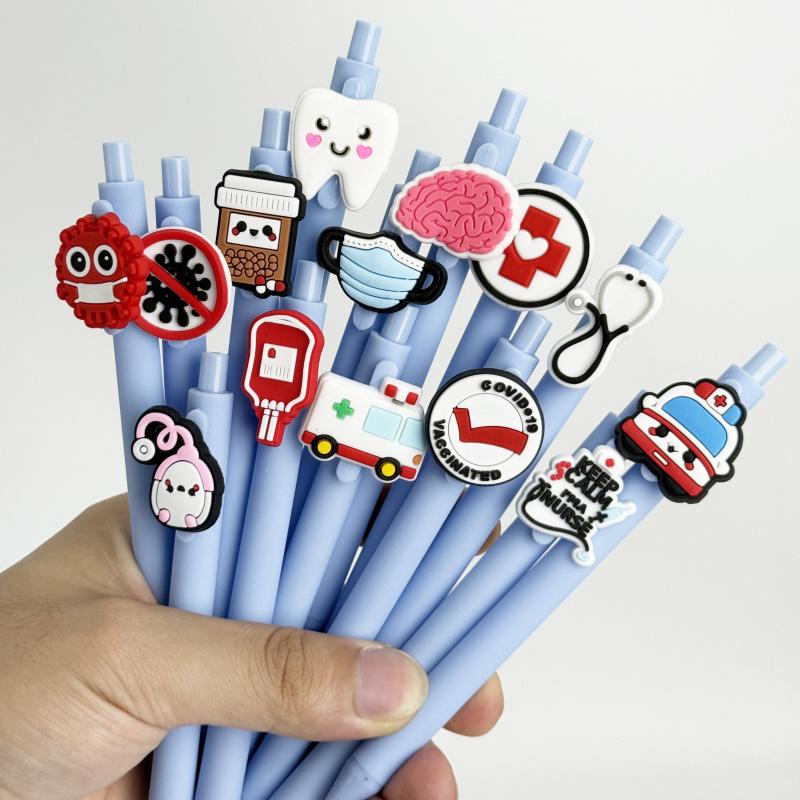 5/15/25pcs Creative Minimalist Medical Healthcare Doctor Adjustable Rollerball Pens Campus Design Back-to-School Season Doctor Series Press-to-Use Ballpoint Pens Random Colors Aesthetic Pens