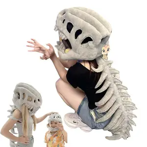 Halloween Dinosaur Skeleton Costume Set - Plush Fabric Outfit with Detailed Skull Plush Accessories, Soft, Suitable for Adults (Leisure & Outdoor Recreation Cheerleading Use)