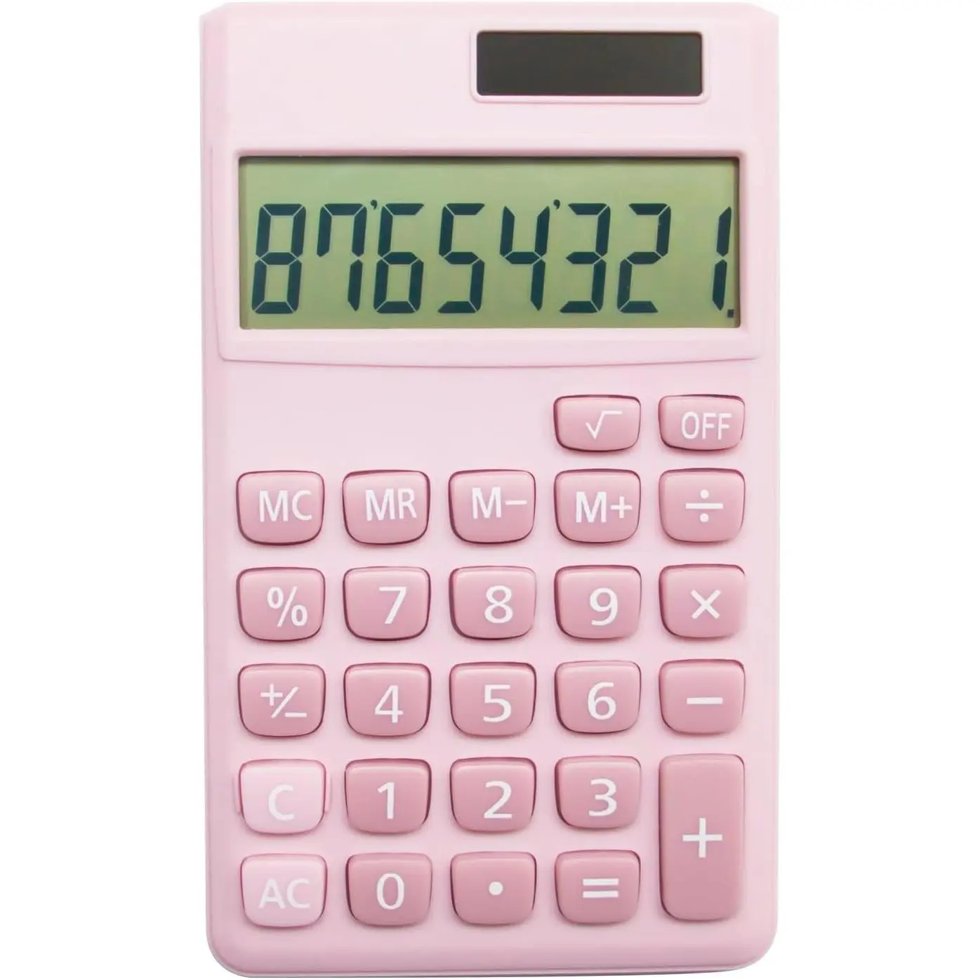 Basic Standard Small Digital Desktop Calculator with 8-Digit LCD Display, Solar and Battery Dual Power, Smart Functions for School Office Home, Pink