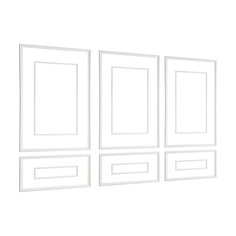 VEVOR 3-Pack Wall Molding Wainscoting Panels Kit, Dual-Line Wide-Narrow Profile, Lightweight Paintable Polystyrene, Easy-Install Accent Wall Trim for Interior Living Room, Bedroom, White