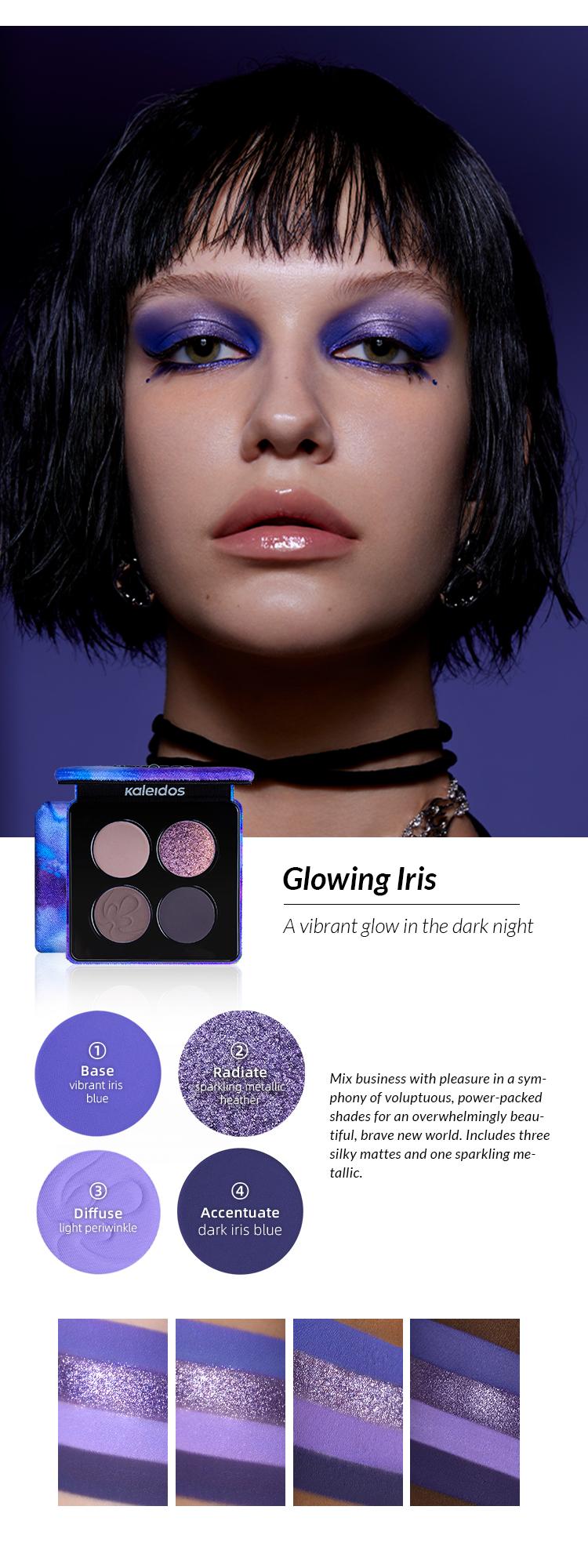 Kaleidos Quad Palette | Smokey Look, Highly-Pigmented, Silky Mattes & Unparalleled Shimmers, Rave Makeup, Festival Makeup, Cosmetic Gift