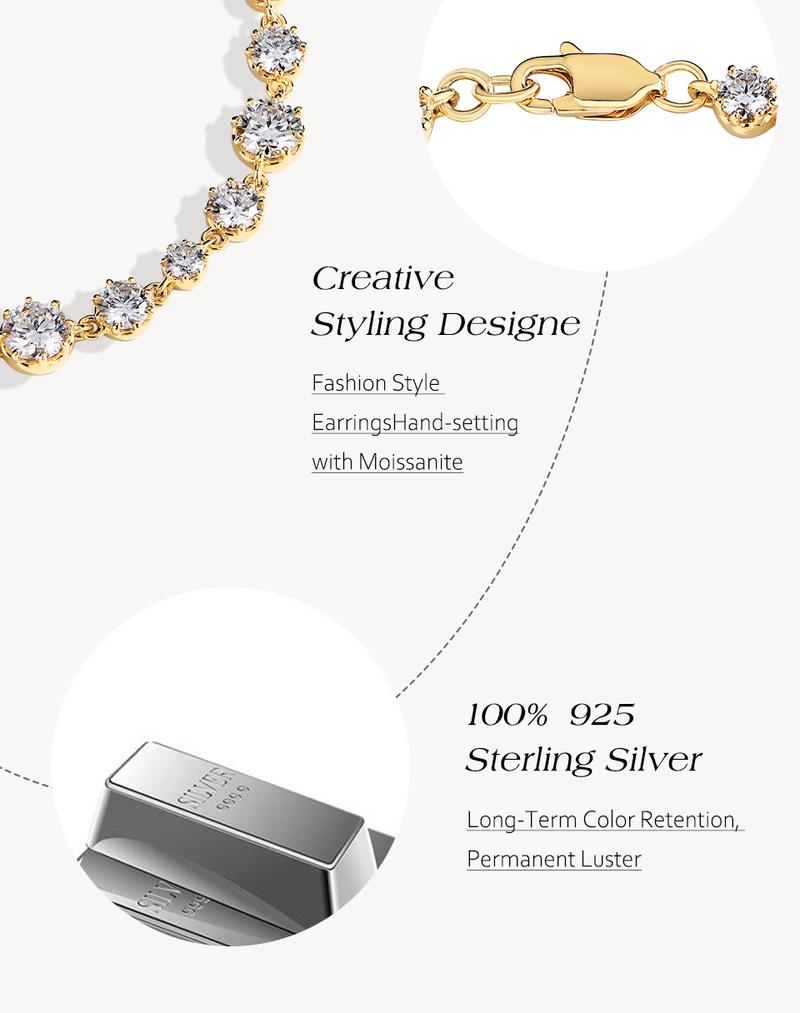 Gorgeous Synthetic Moissanite Tennis Bracelet for Women Birthday Party Anniversary Gift B022