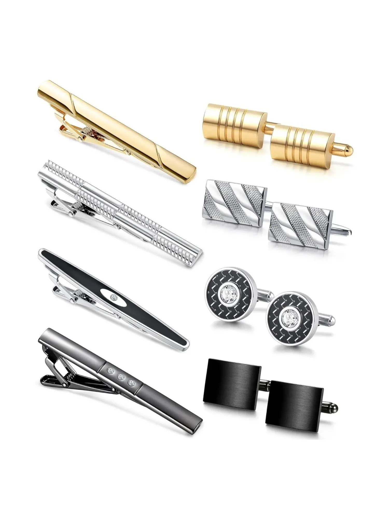 Cool 12 Pcs Colorful Tie Clip Cufflinks Set Fashionable Modern Styling Copper Necktie Tie Bar Clips for Men Women Guys Trendy Business Shirts Tuxedo Wedding Gift