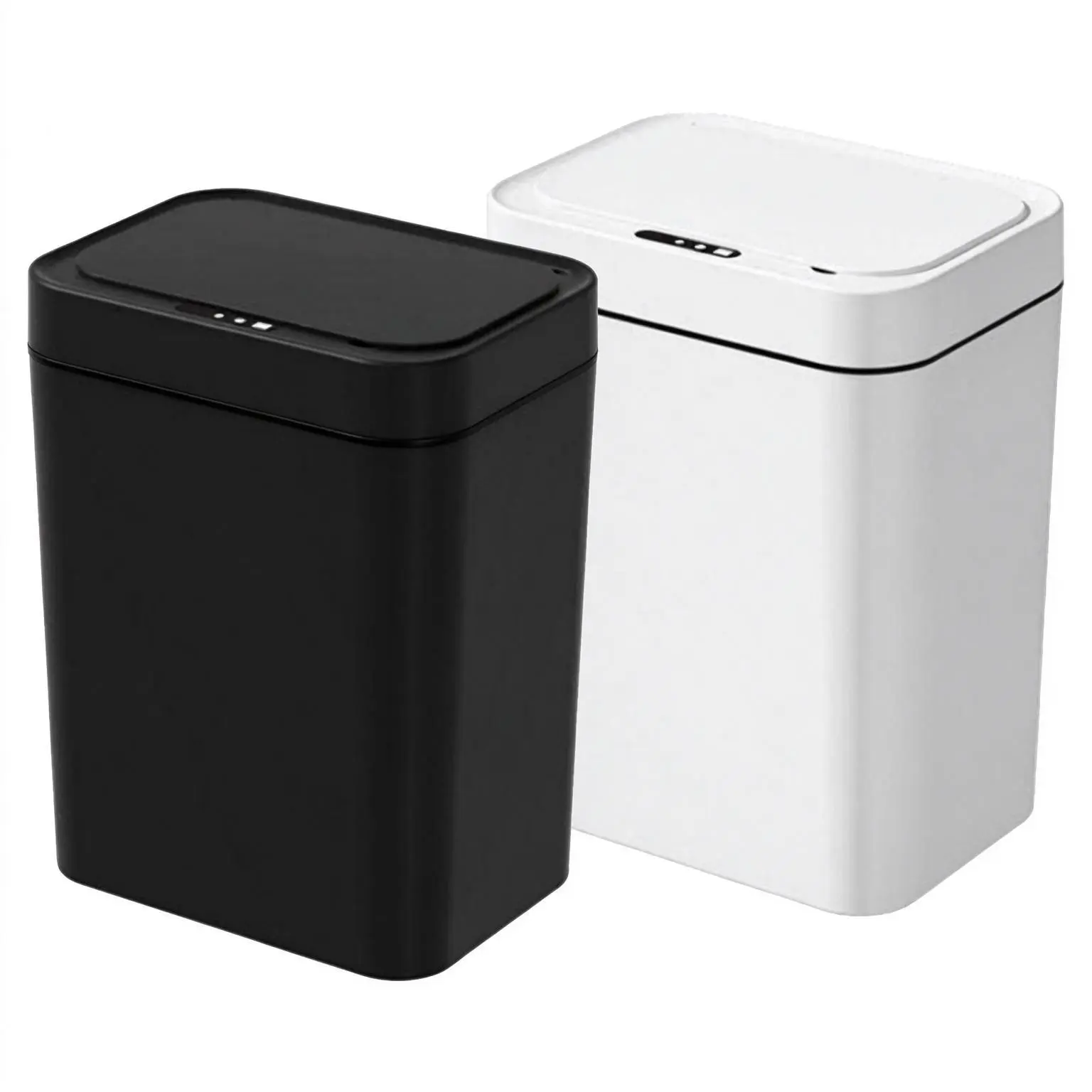 2-Pack 4.2gal Touchless Motion Sensor Smart Trash Can, Slim Waterproof Small Bin for Camping, Picnic, Household Use (White, Black)