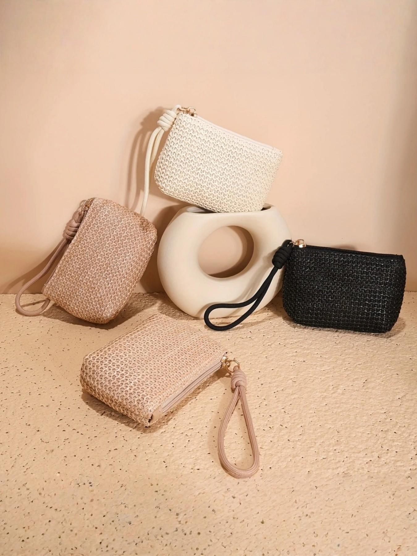 Women's Straw Handbag, Mini Woven Purse, Compact Storage Bag, Elegant Accessory for Daily Use, Perfect for Small Essentials
