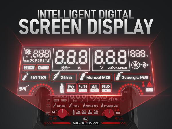 YESWELDER MIG-185DS-PRO Aluminum MIG Welder | 185Amp 110/220V Digital Welding Machine with Synergy | Gas/Flux/Lift TIG/Stick/Spool Gun 5-in-1 | Spool Gun Compatible