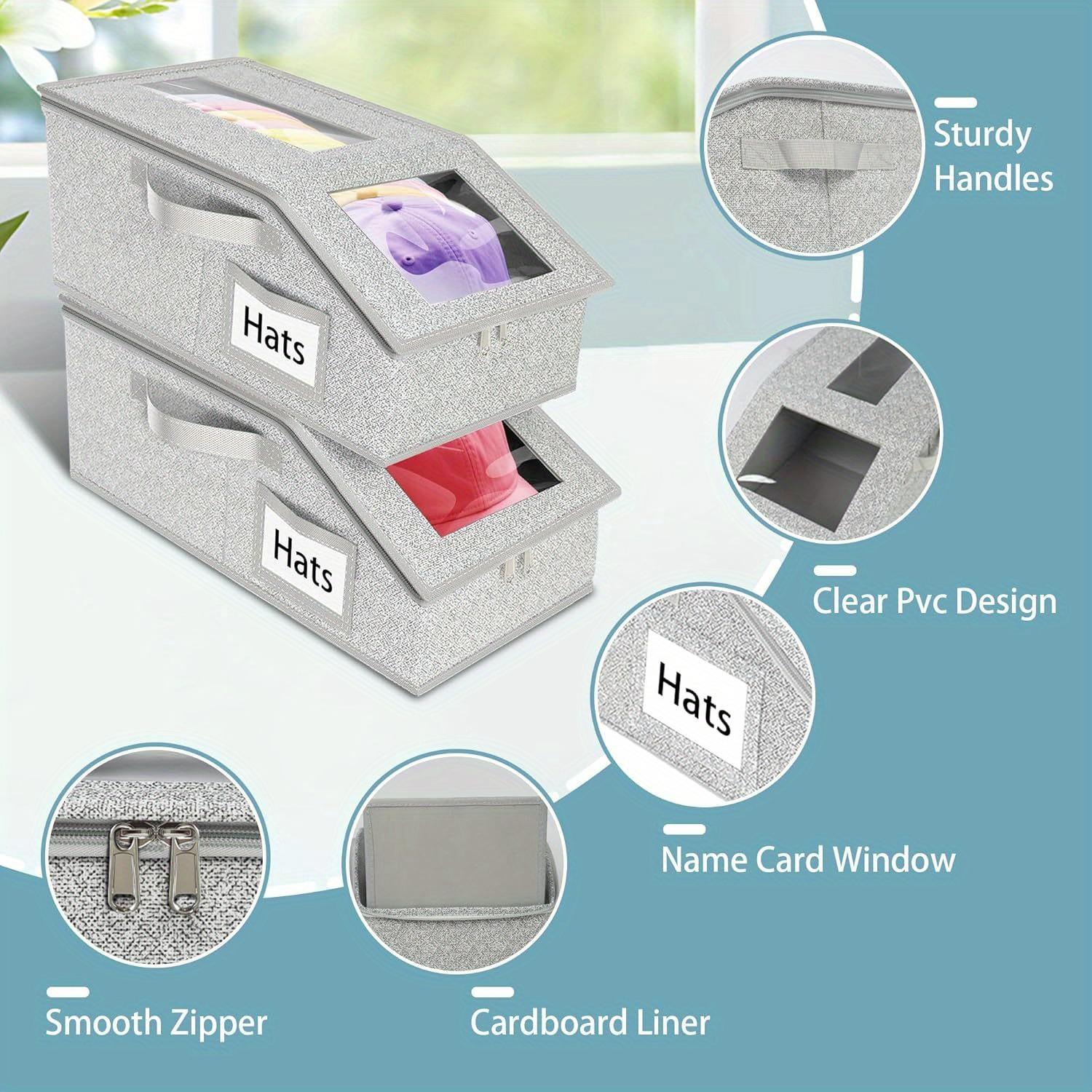 TikTok Shop Hat Storage Organizer Zipper Dustproof Large Capacity Stackable Baseball Cap Clear View Container