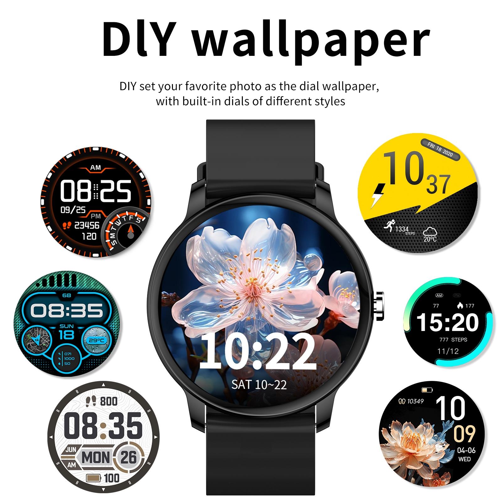 Smart Watch with Bluetooth-compatible Calling, Multi-Sport Modes, Message Alerts, Custom Wallpaper, Compatible with iPhone & Android, Wireless Smartwatch