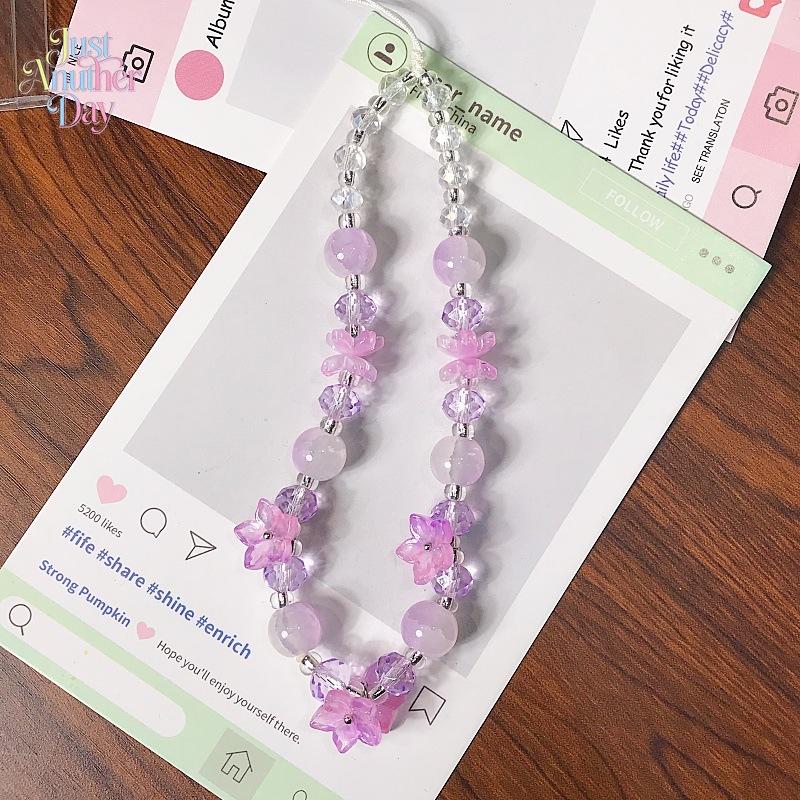 5-Pack Blue Flower Beaded Phone Charm Strap, Acrylic Beaded Wrist Lanyard with Floral & Pearl Details, Universal Chain for Phone Cases, Keychains, CCD Cameras & Bags