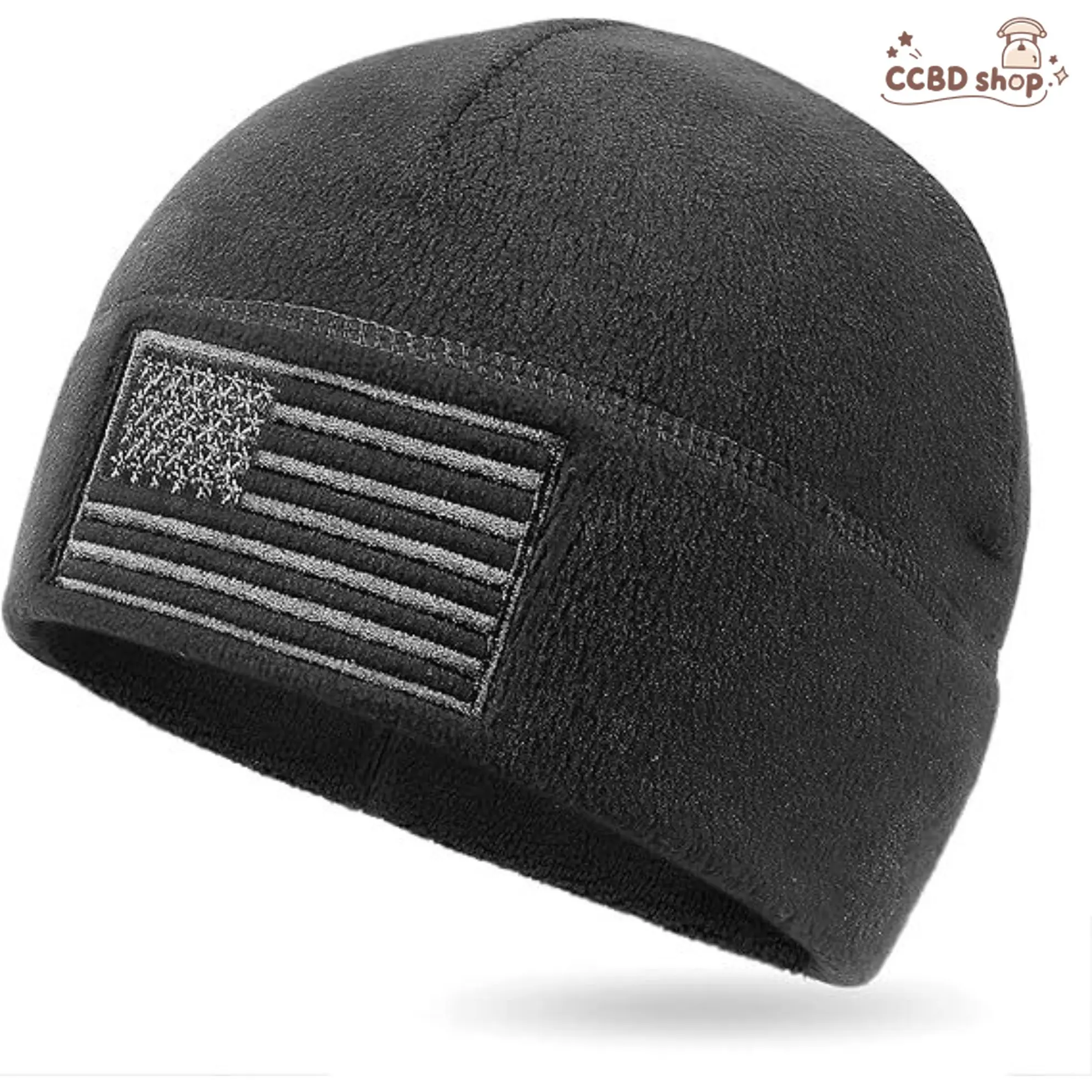 Men’s Waffle Knit Beanie, US Flag Embroidered Skull Cap, Stretch Fleece Winter Hat for Men, Warm Cold Weather Headwear for Hunting, Hiking, Cycling, Outdoor Work & Daily Wear