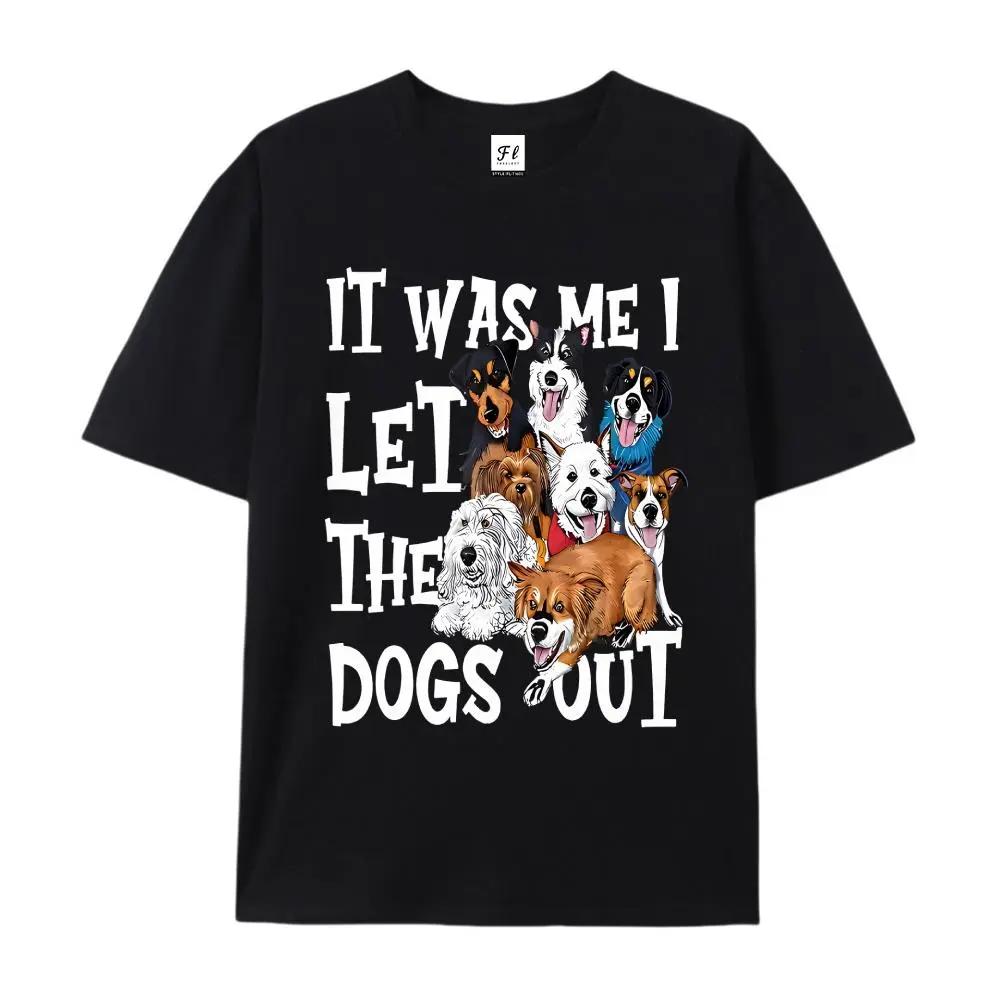 100% Cotton Short‑Sleeve Shirt, Unisex Oversized "It Was Me I Let The Dogs Out" Printed Craft T‑Shirt, Funny Dog Lover Soft Cotton Drop Shoulder Top, Casual Pet Humor Tee, Summer Vibes, Juneteenth 2026, Independence Day, Back to School