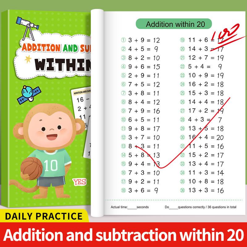 Kindergarten Math Addition Subtraction Workbook, 10-100 Number Practice Book, Early Learning Calculation Exercise Sheet
