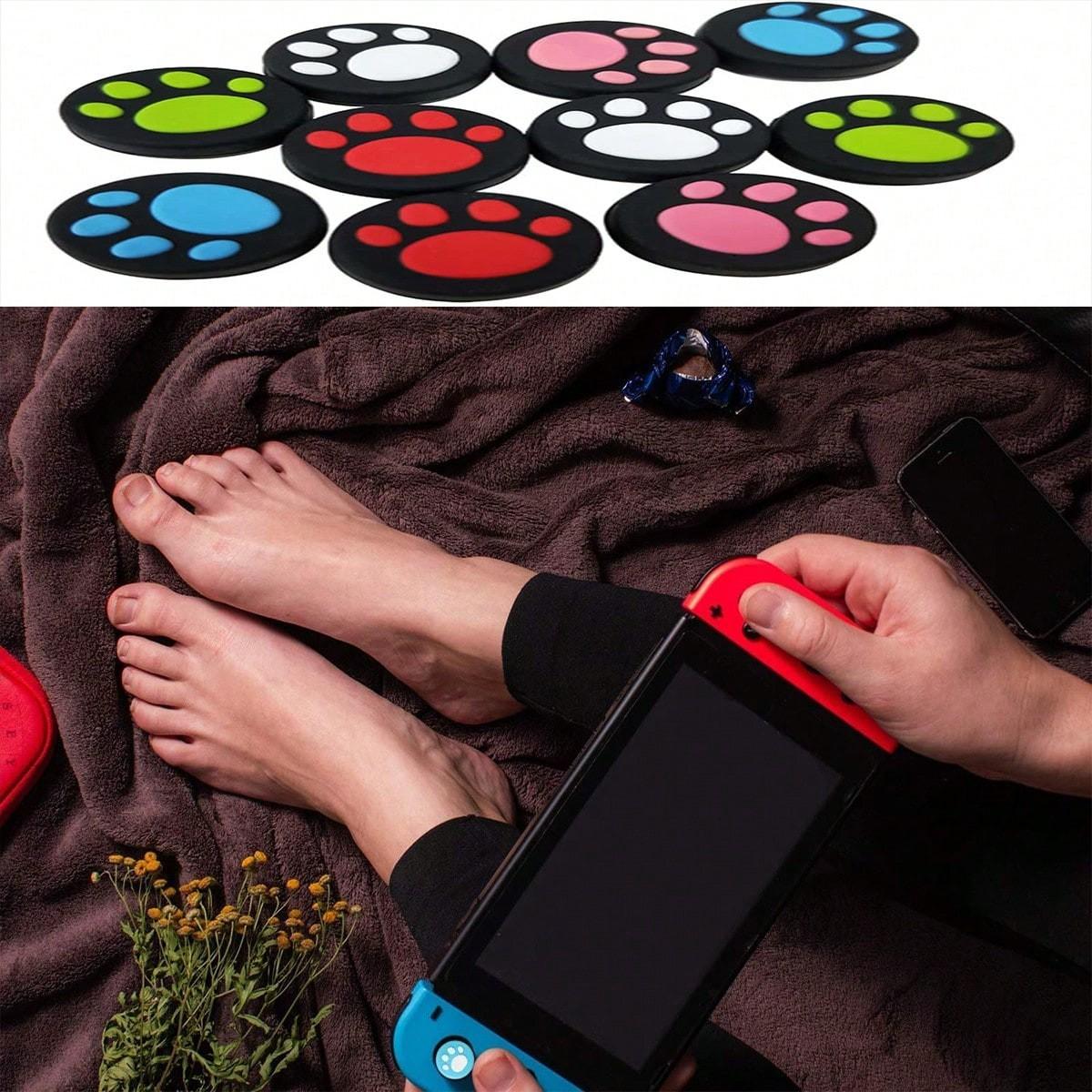 Switch Oled Cat Paw Game Controller Joystick Cap Set, Switch Game Controller Button Caps, 10 Pieces Pack, Durable Replacement Parts
