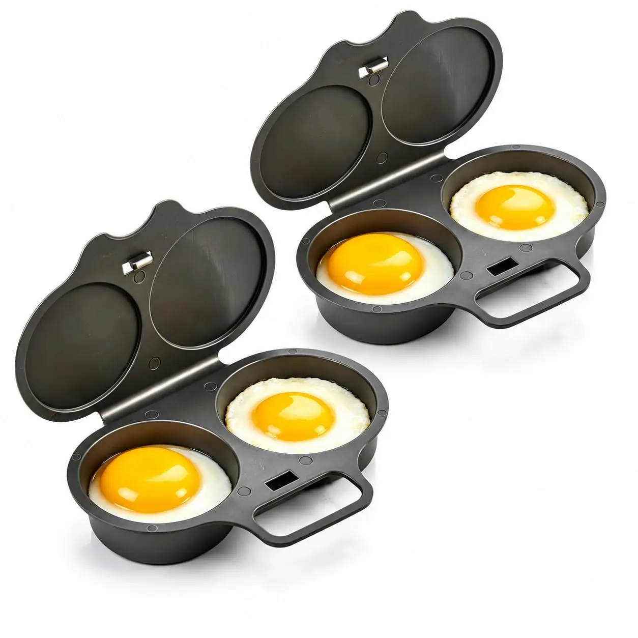 2 Pcs Microwave Steamer Set, Food Grade Steaming Tray and Frying Pan for Microwave Cooking, BPA Free Vegetable Steamer Basket with Lid for Eggs Dumplings and Veggies, Kitchen Egg Steamer